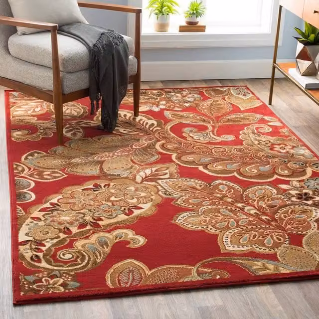 Livabliss Riley Vintage Boho Rectangular Rug in Red, Brown and Green, W: 80 cm, L: 220 cm – 1