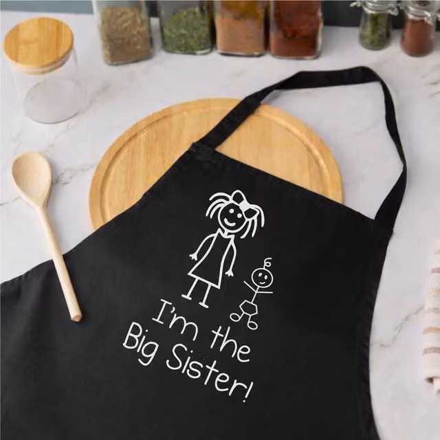 60 SECOND MAKEOVER Women's I'm The Big Sister Apron in Black – 1
