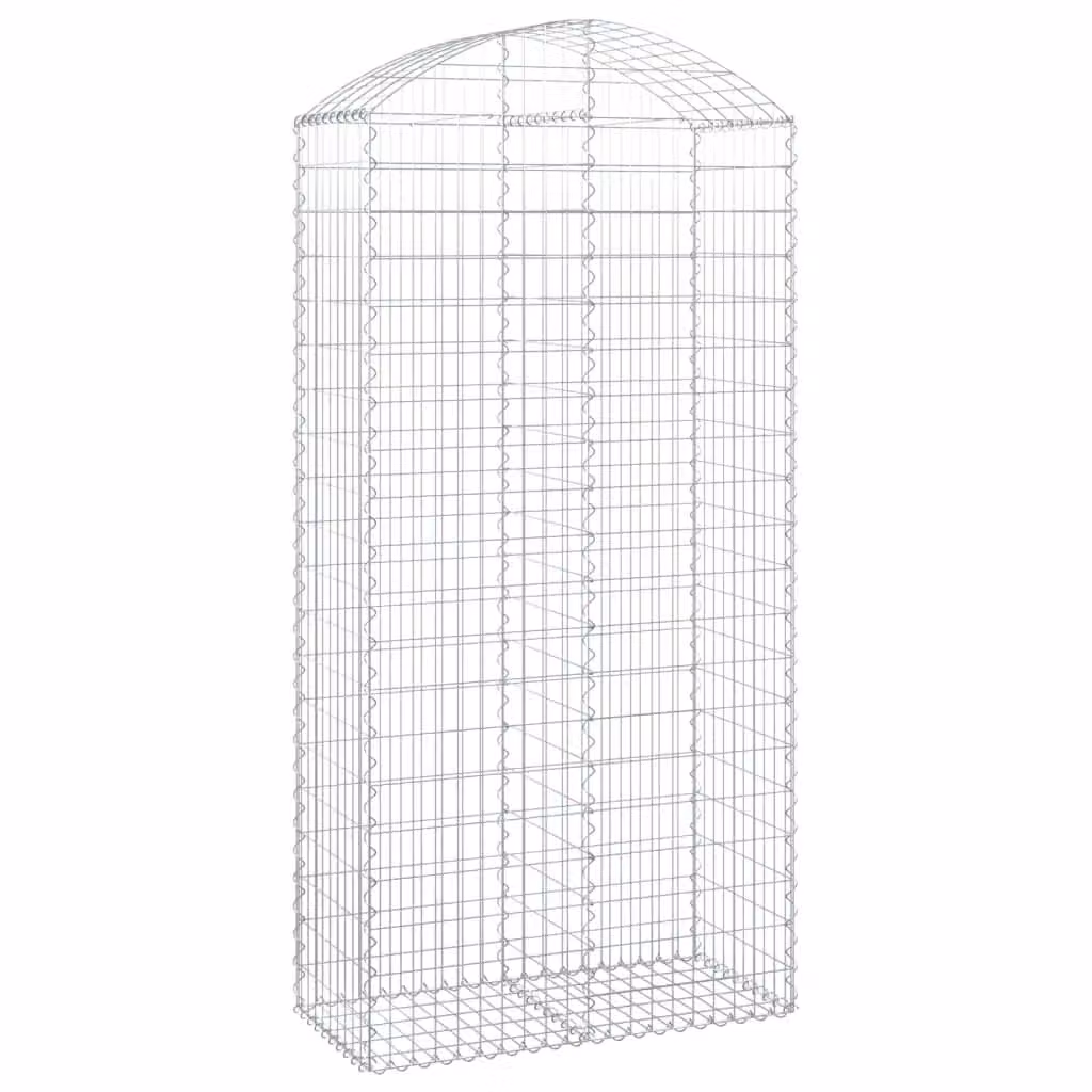 Berkfield Home Arched Gabion Basket in Silver Galvanised Steel, W: 100 cm, D: 50 cm, H: 200-220 cm – 2