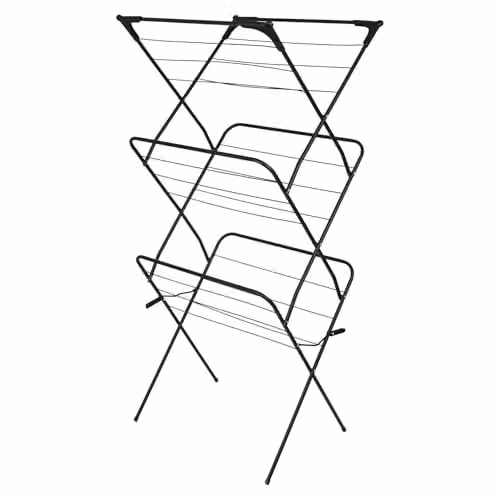 Harbour Housewares 3 Tier Foldable Steel Clothes Airer in Black – 1