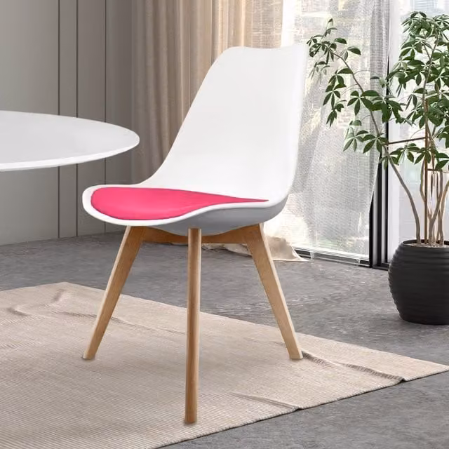 Fusion Living Modern Pink Fabric Dining Chair with Beech Wood Legs