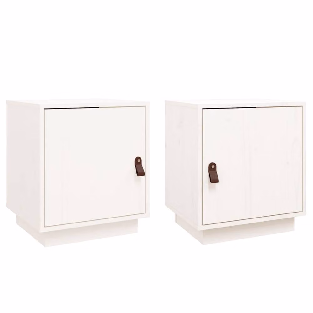 Berkfield Home Beautiful Bedside Cabinets, 2 Piece Set in White Solid Pine, W/D/H: 40 x 34 x 45 cm