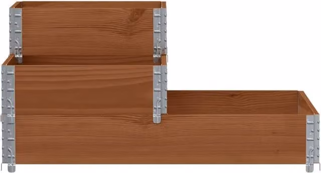 Berkfield Home Stable 3-Tier Raised Bed in Brown Solid Wood and Galvanised Steel, W: 80 cm, D: 80 cm, H: 60.5 cm
