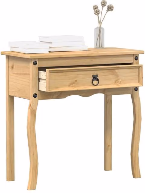 Berkfield Home Corona Console Table in Brown Solid Pine Wood, W/D/H: 73 x 35 x 73 cm
