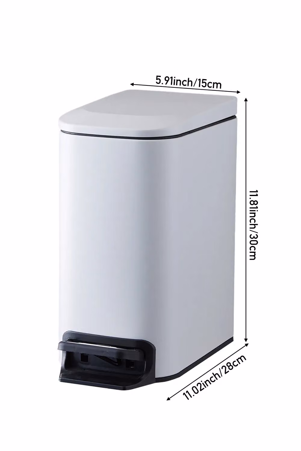 Living and Home 6L Stainless Steel Trash Bin with Soft-Close Foot Pedal and Removable Inner Bucket in White – 6