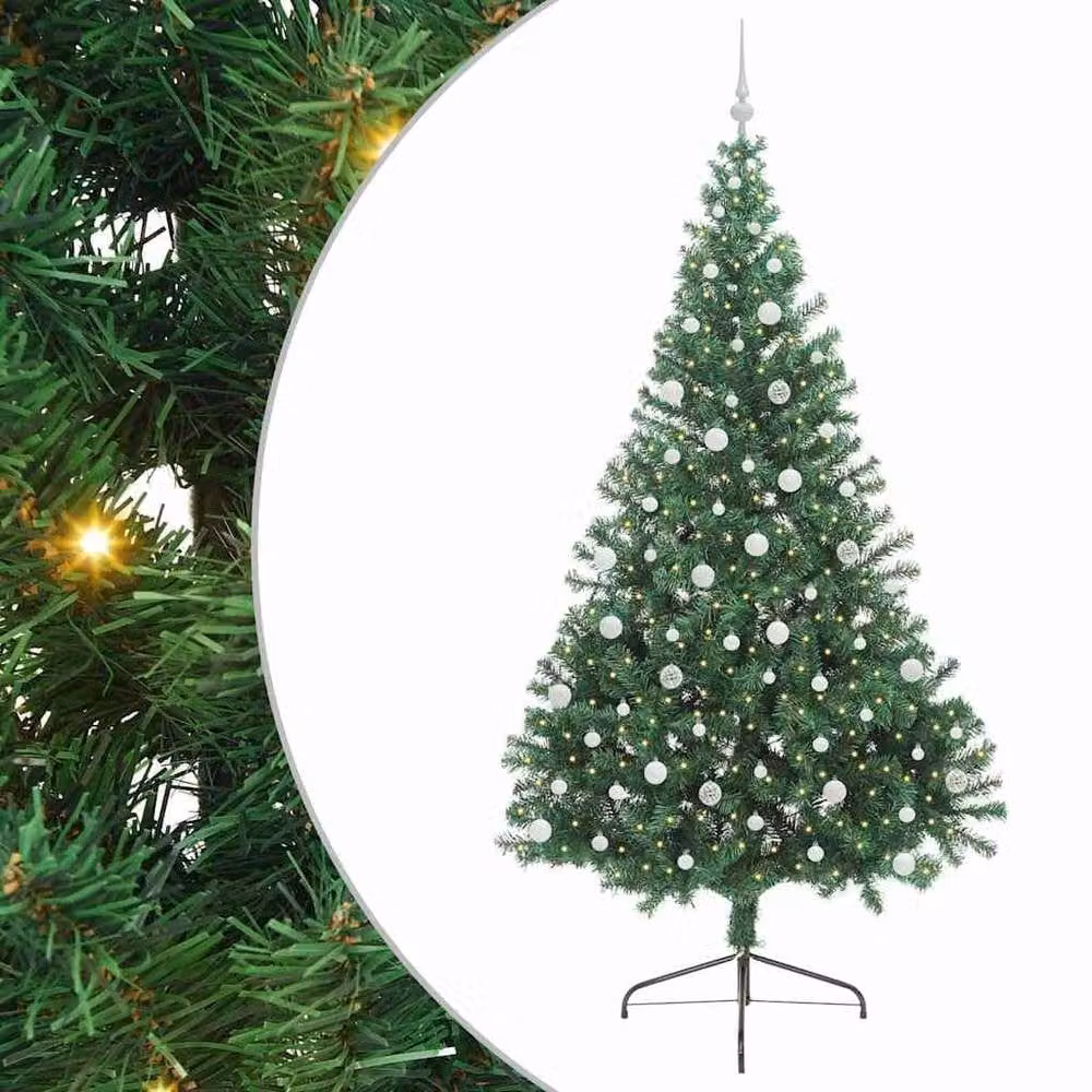 Berkfield Home Artificial Pre-lit Christmas Tree in Green, Height: 240 cm – 2