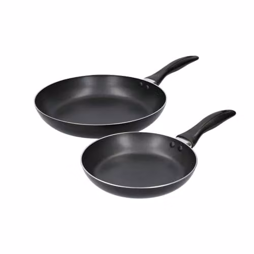 KitchenCraft Non-Stick Induction Aluminium Frying Pan Set in Black, 28cm Diameter and 2cm Depth