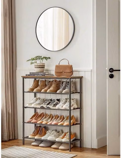 VASAGLE Industrial 5-Tier Freestanding Shoe Storage Rack in Bronze