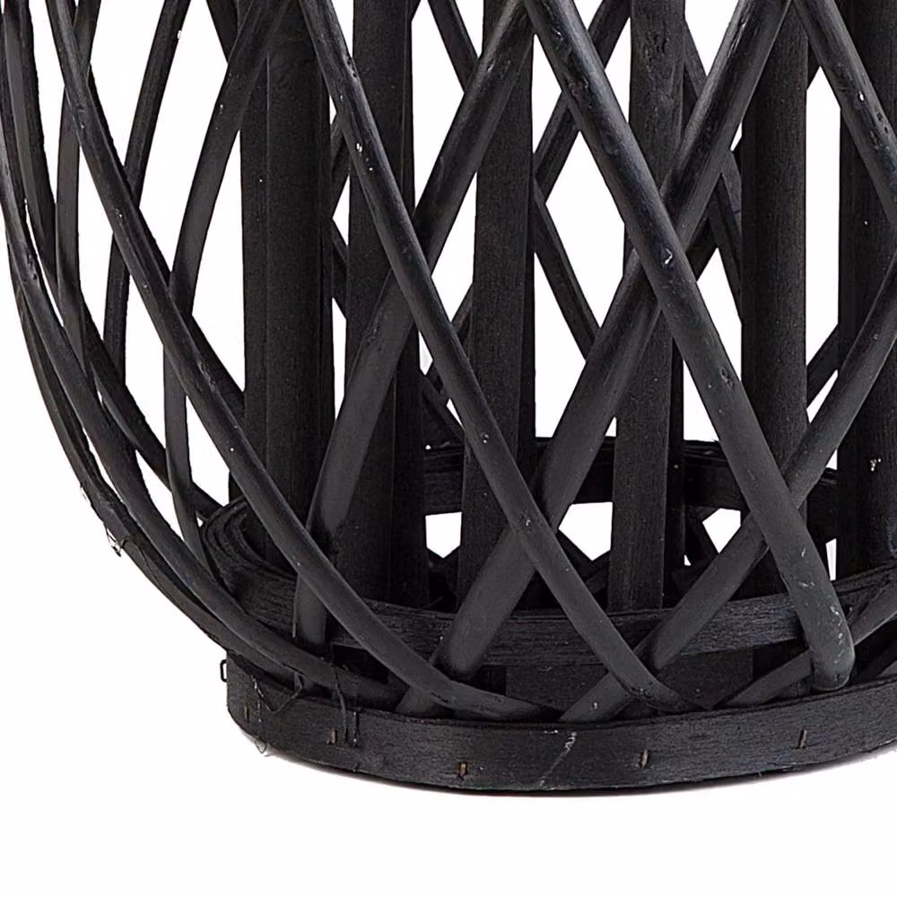 Wyld and Coco Nordic Boho Willow Lantern Black Woven Oval Candle Holder W: 40 cm, H: 26 cm – 5