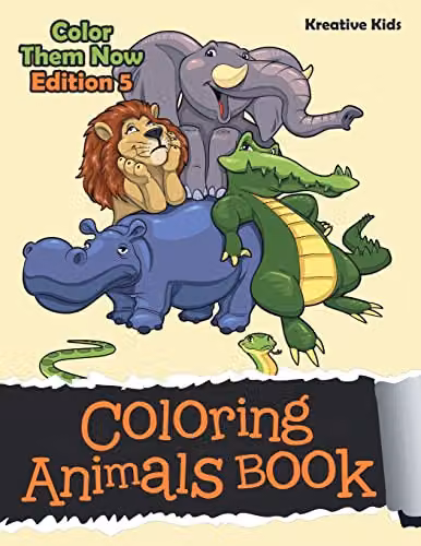Kreative Kids Colouring Animals Book - Color Them Now Edition 5, Multicolour Paperback