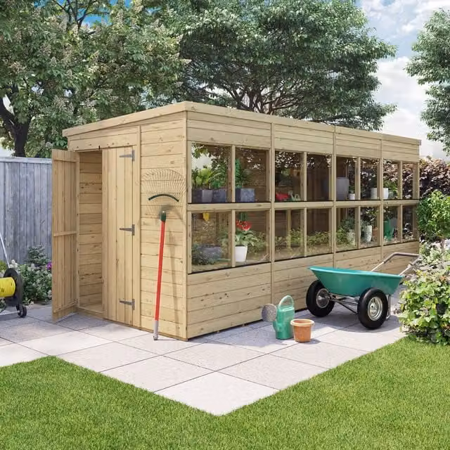 BillyOh Rustic Brown Wooden Pent Potting Shed