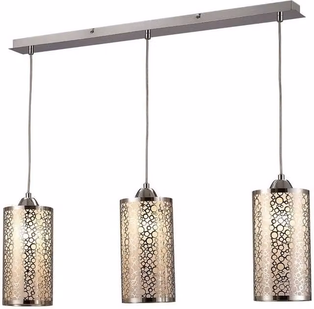 Netlighting Charon Circle Pattern 3-Light Pendant Lamp in Grey and Polished Chrome with Transparent Glass