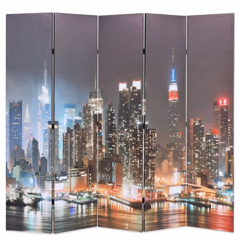 Berkfield Home New York by Night Folding Room Divider, Multicolour, W: 200 cm, H: 170 cm