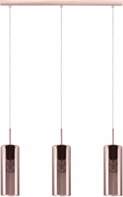 Loops Pendant Light in Satin Nickel and Copper with Copper Coloured Glass Shade, E27, 3x15W
