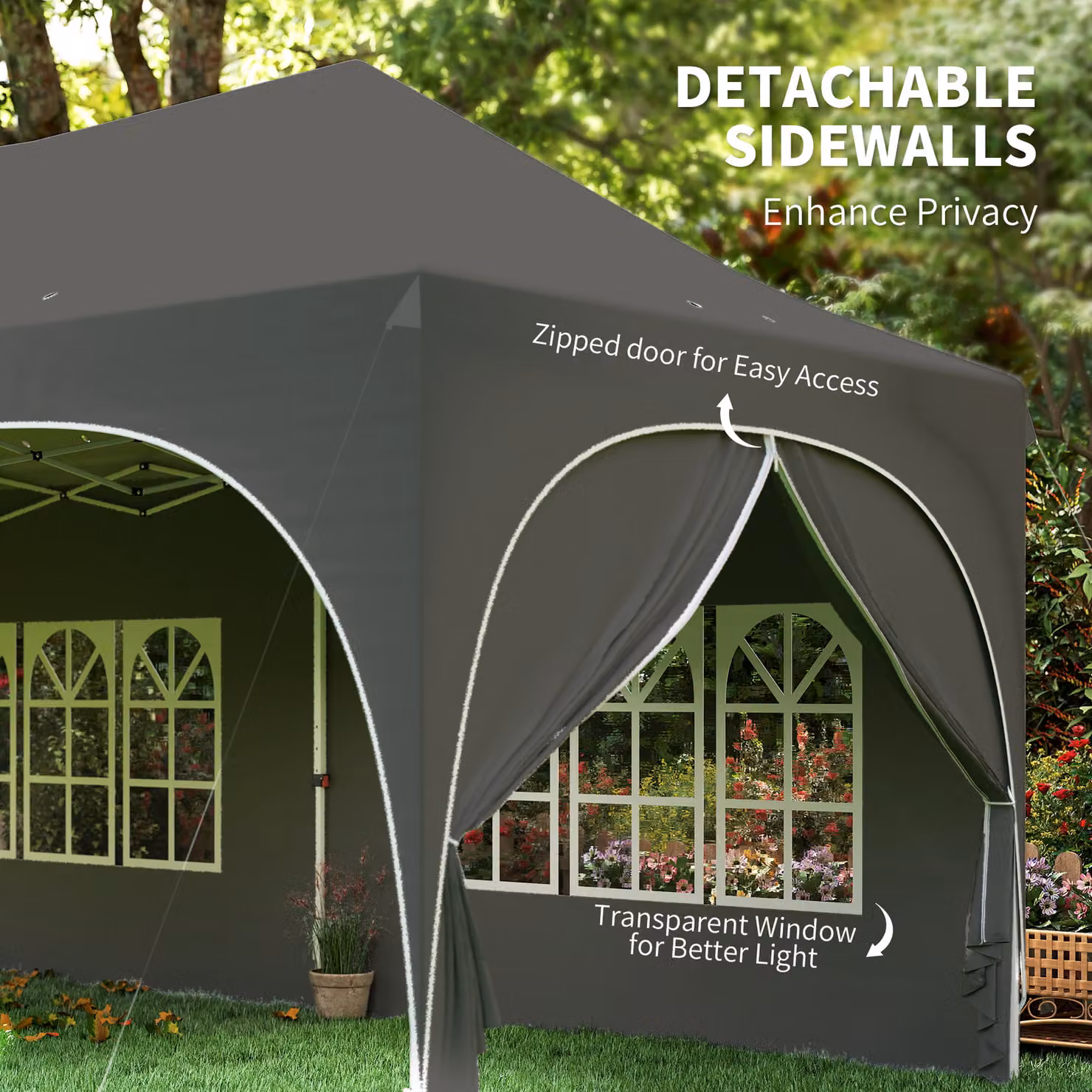 Outsunny Pop Up Gazebo Shelter with Sides and Window, Dark Grey, W: 600 cm, D: 300 cm, H: 315 cm – 7
