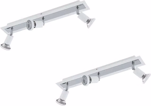 Loops 2 Pack White and Chrome 3 Spot Wall and Ceiling Light with GU10 5W Shades