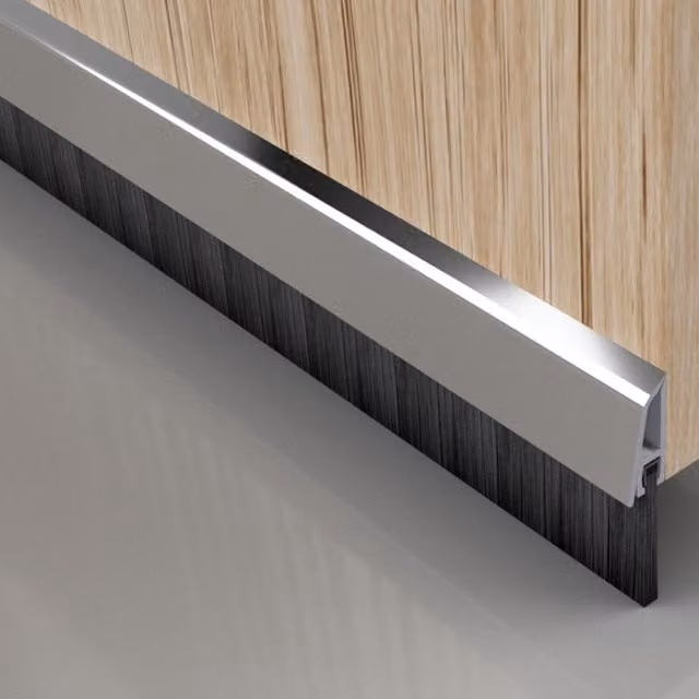 Stormguard Chrome Brush Draught Excluder with Self-Adhesive and Screw Fixings, Grey, Length: 91.4 cm