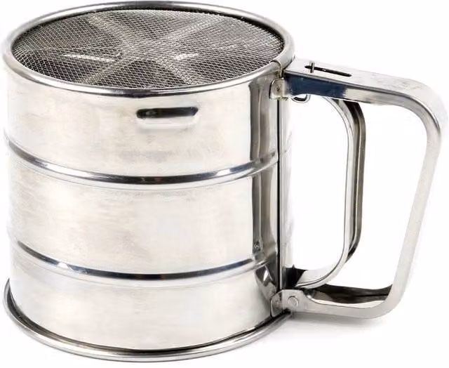 PAWNORA Silver Metal Round Sieve Cup Sifter Baking Tool with Handles