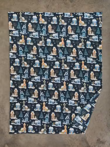 Deyongs Festive Village Reversible Sherpa Fleece Throw Blanket, Navy Blue, W/D/H: 140 x 180 cm – 2