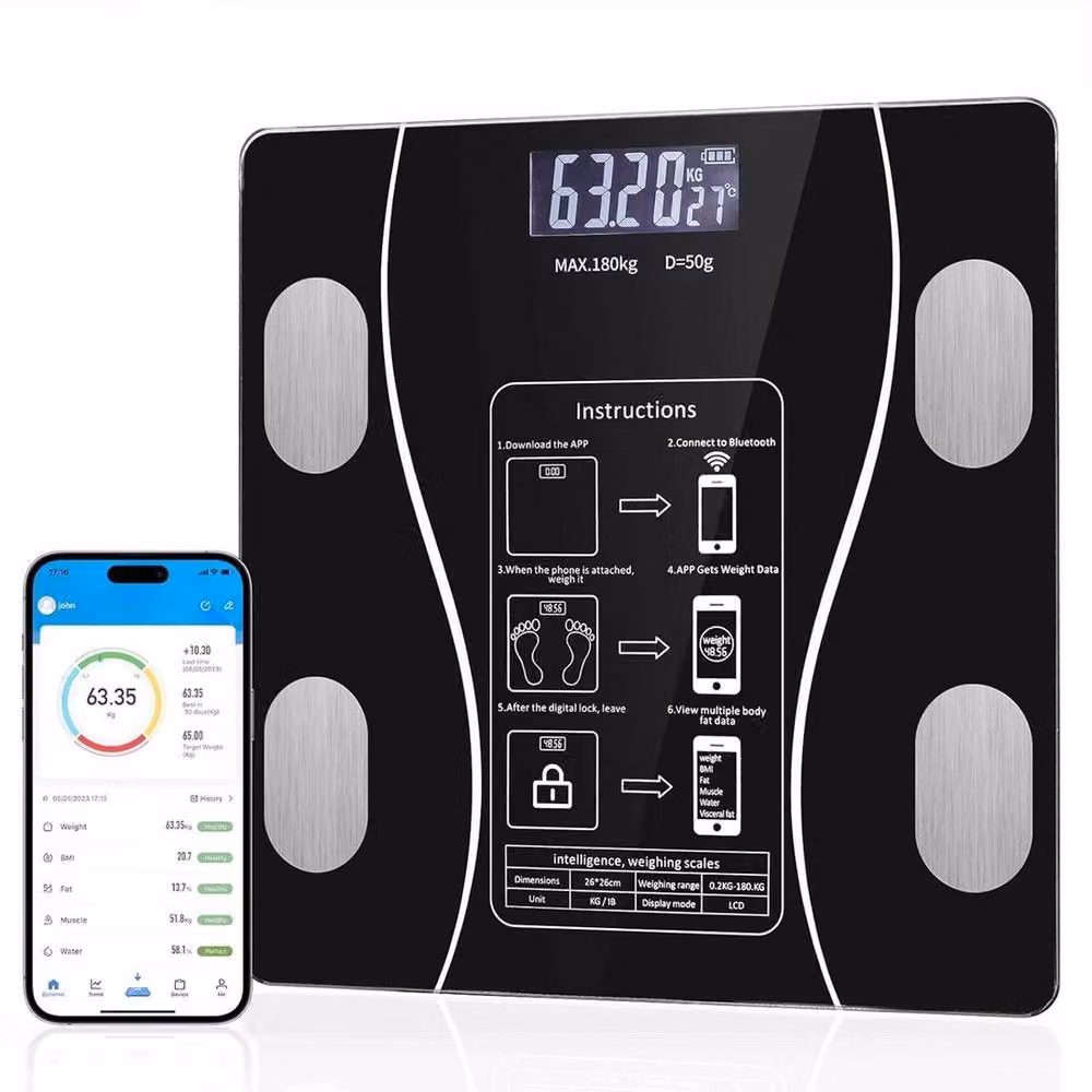 NESTLUNE Digital Electronic Bathroom Scales with LCD Display, Black – 4