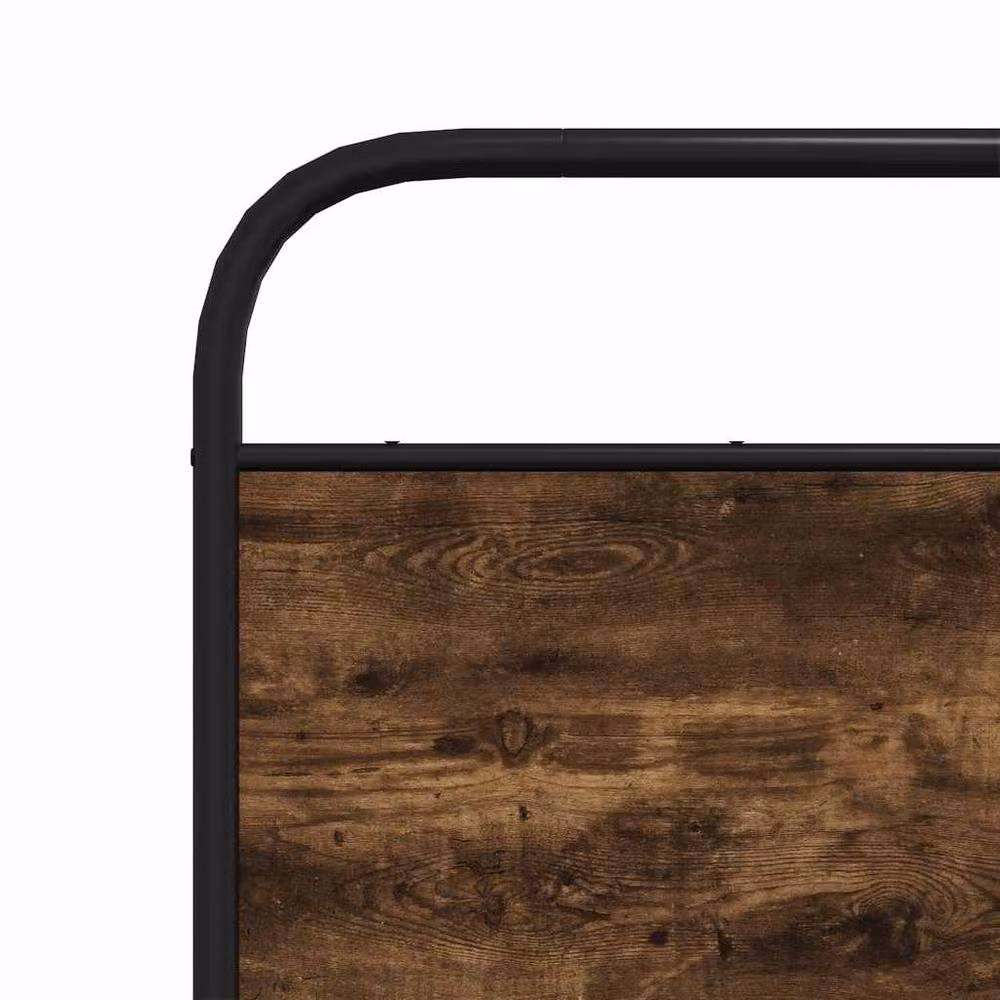 Berkfield Home Metal and Oak Bed Frame in Brown, W/D/H: 160 x 200 x 100 cm – 4