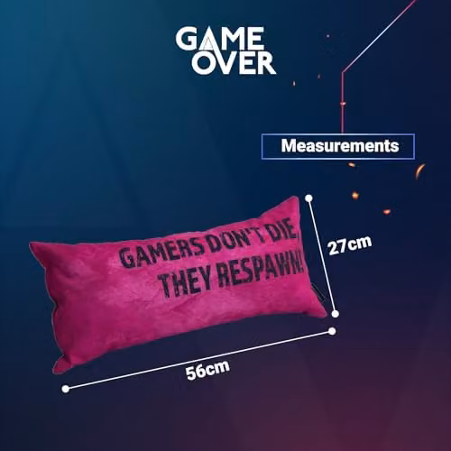 GameOver Store Pink Gaming Cushion with Gamers Don't Die, They Respawn! Slogan, Hollowfibre Filled and Stain Repellent – 2