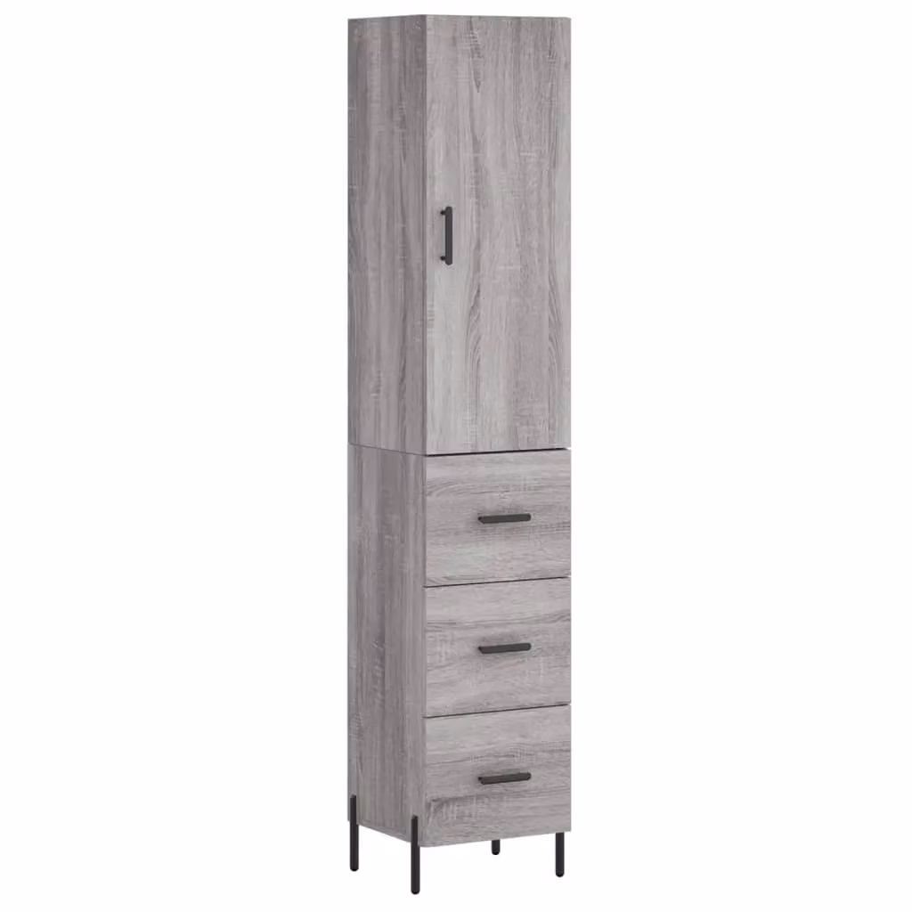 Berkfield Home Grey Sonoma Highboard in Engineered Wood, W/D/H: 34.5 x 34 x 180 cm – 2