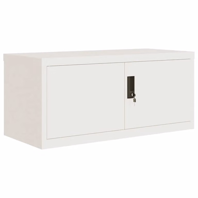 Berkfield Home White Metal File Cabinet with Adjustable Shelves and Lock, W/D/H: 90 x 40 x 130 cm