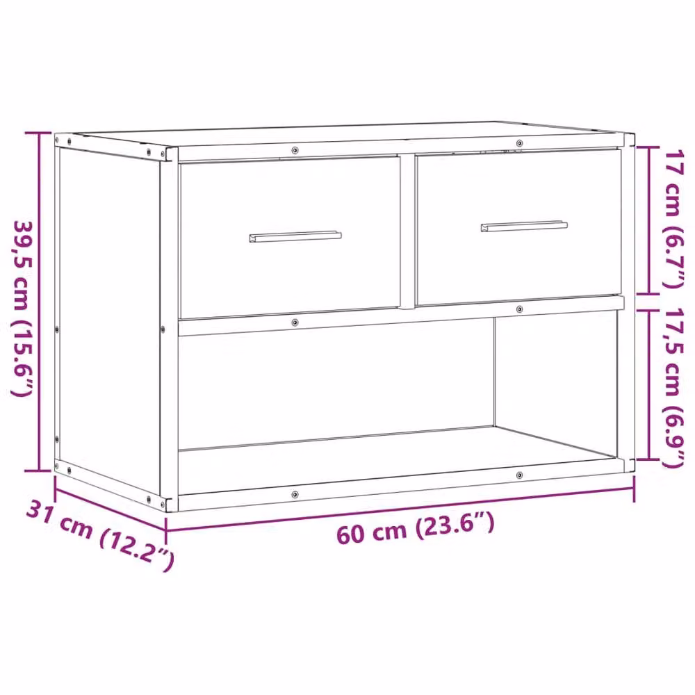 Berkfield Home Modern Black TV Cabinet in MDF and Metal, W/D/H: 60 x 31 x 39.5 cm – 6