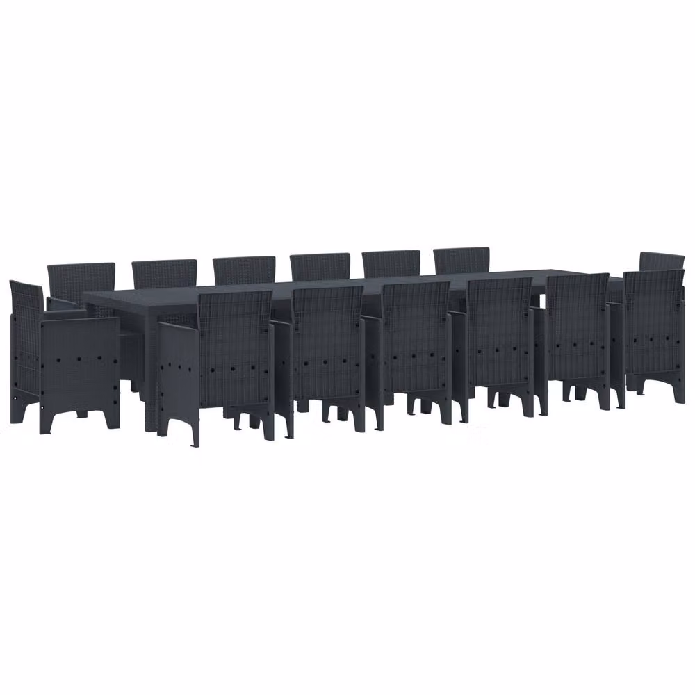 Berkfield Home 15 Piece Anthracite Poly Rattan Garden Dining Set – 2