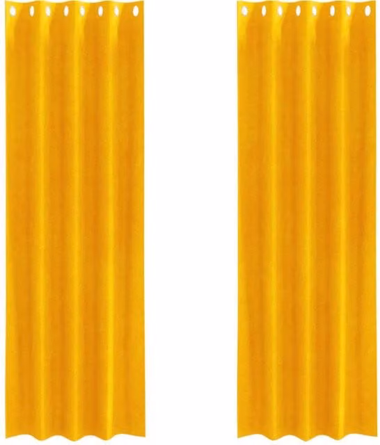 Berkfield Home Mustard Yellow Velvet Blackout Curtains with Eyelets, 2 Pack