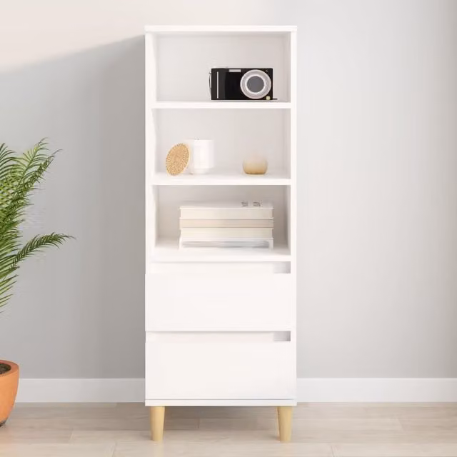 Berkfield Home White Matt Highboard in Engineered Wood W/D/H: 40 x 36 x 110 cm