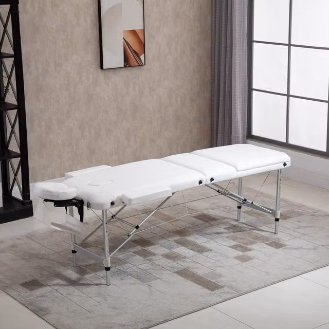 HOMCOM Folding PVC Leather Massage Bed in White
