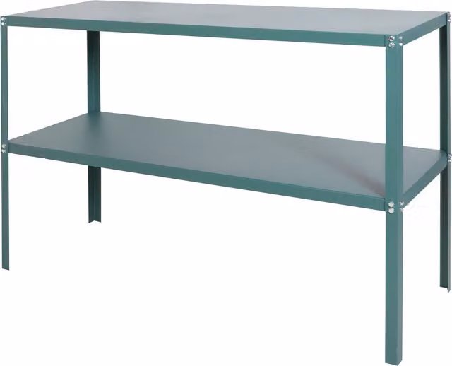 Lacewing 2 Tier Green Metal Greenhouse Staging Shelving Bench, W/D/H: 80 x 40 x 40 cm
