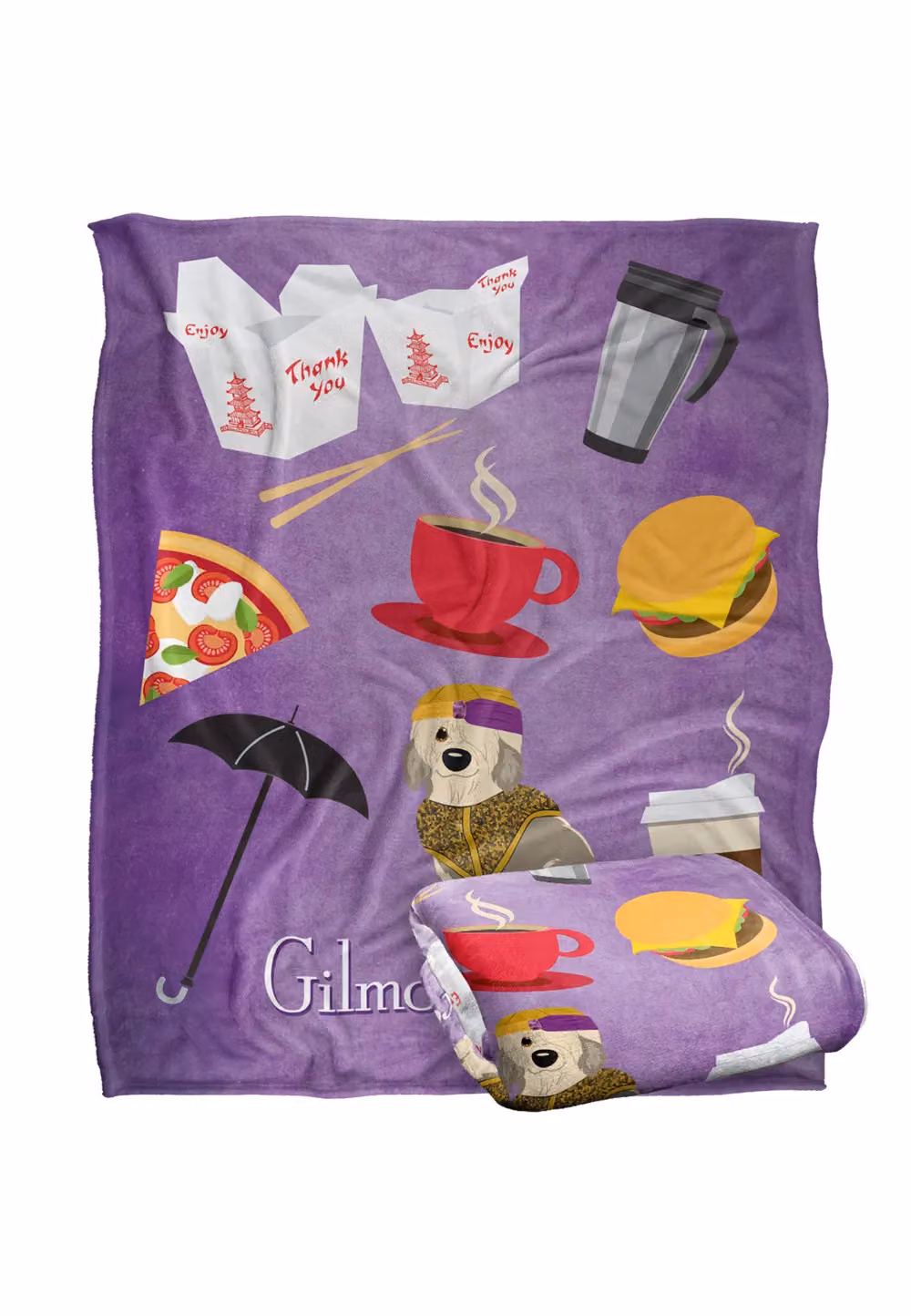 Warner Brothers Gilmore Girls Silky Touch Super Soft Throw Blanket in White and Purple, W: 152 cm, D: 127 cm – 2