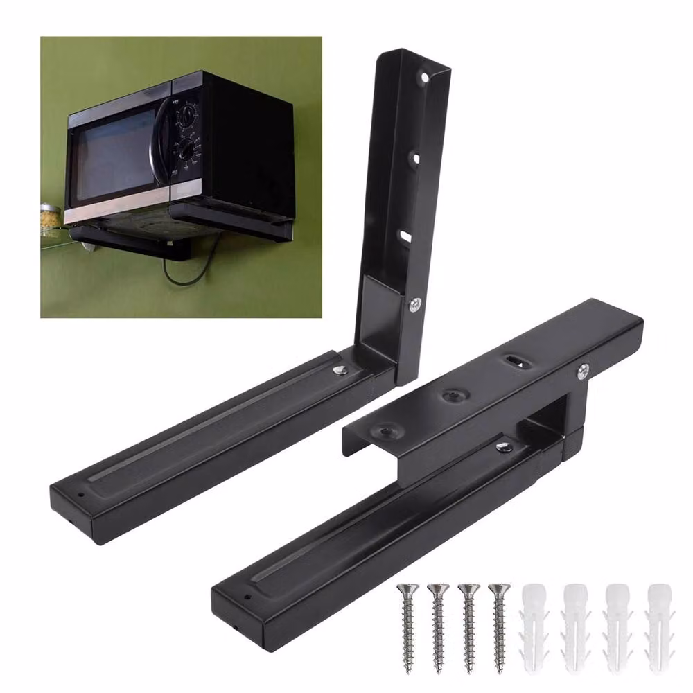 Nordara Heavy Duty Adjustable Stretch Oven and Microwave Wall Mounted Bracket in Black – 4