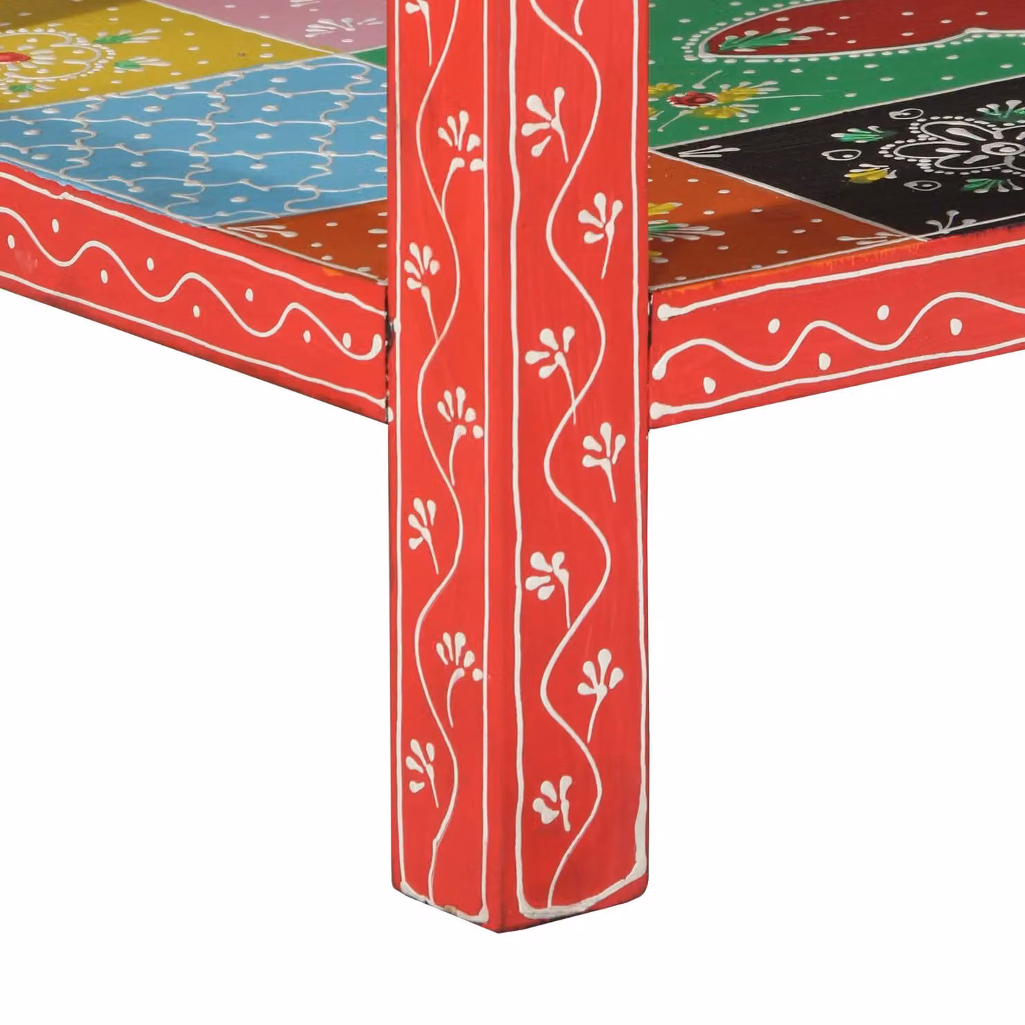 Berkfield Home Multi-Coloured Mango Wood Console Table in Red, W/D/H: 100 x 30 x 75 cm – 5
