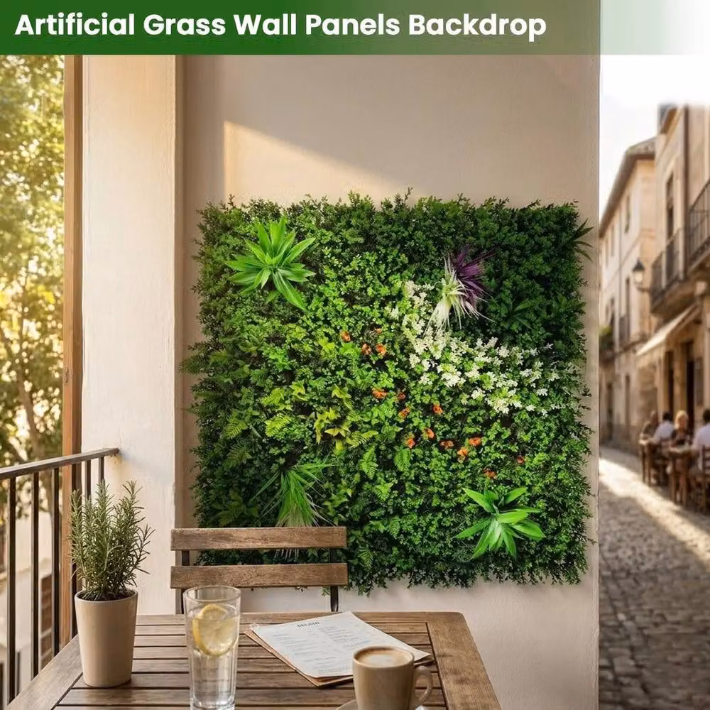 FLAVORA Green Artificial Plant Living Wall Hedge Fence Panel, W: 300 cm, H: 150 cm – 5