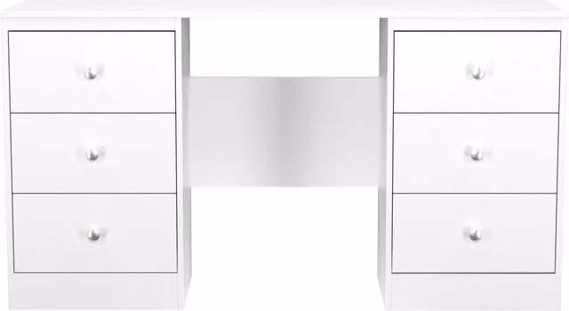 2 U Stowe Ready Assembled 6 Drawer Kneehole Desk in White