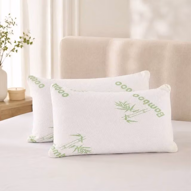 Voltico Bamboo Memory Foam Pillow with Cooling Breathable Cover in White