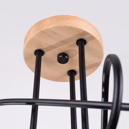 Sollux Lighting minimalist Black and Wood Chandelier, 3-Light, W: 26 cm, D: 14 cm, H: 56 cm – 4