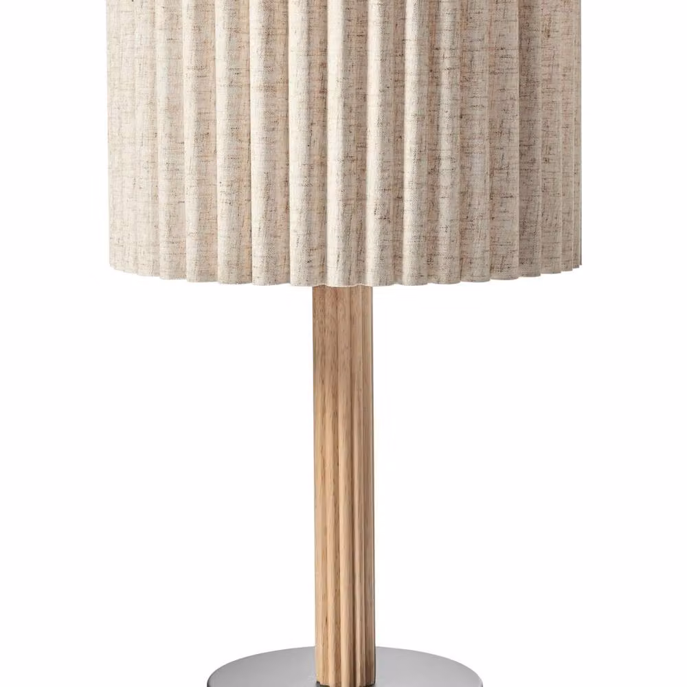 Wyld and Coco Scandinavian Modern Beige Linen Table Lamp with Metal Base – 2