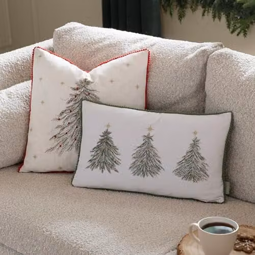 Wylder Nature Twinkling Tree Embroidered Square Cushion in White, W/D/H: 45 x 45 x 45 cm – 2
