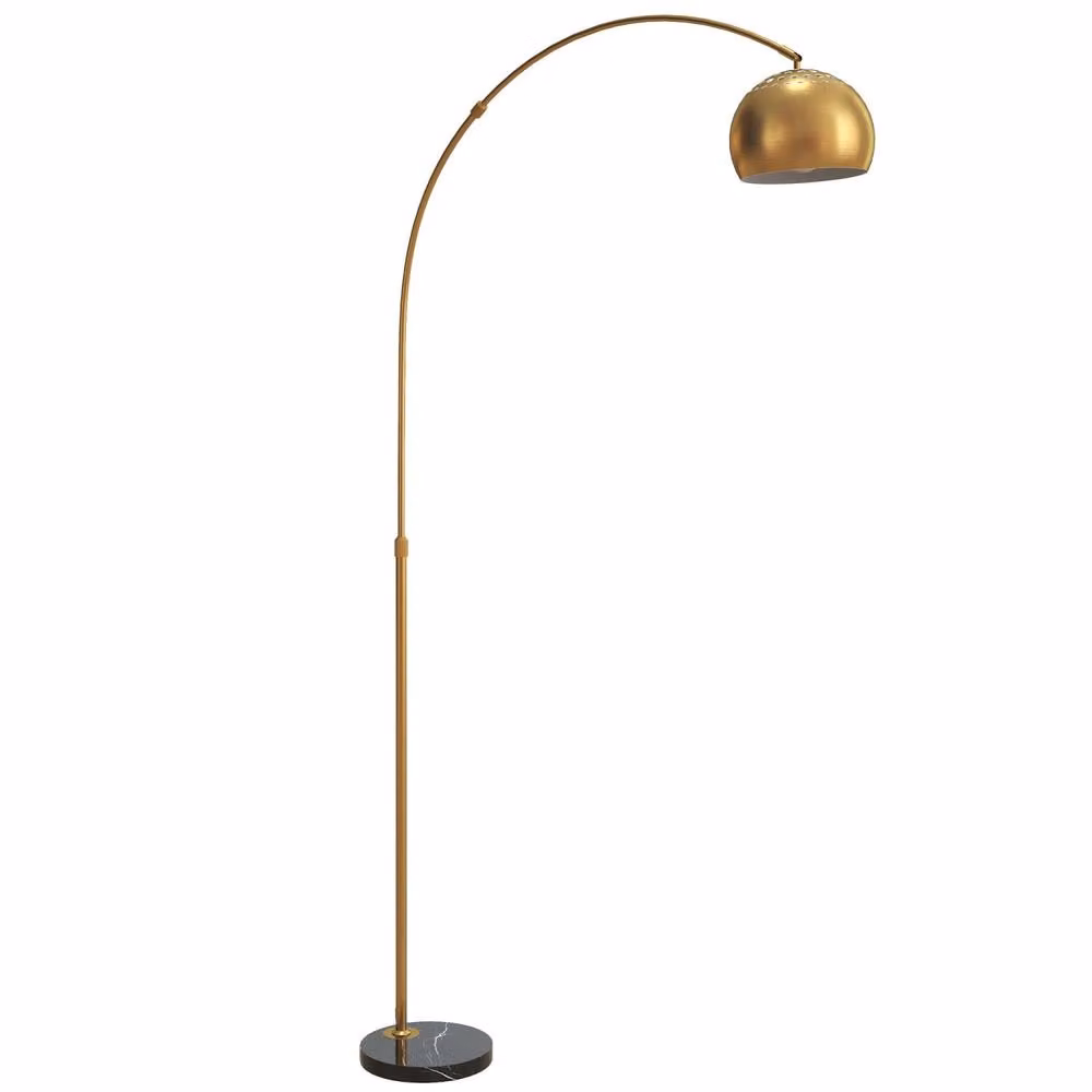 Wyld Haus Ketota Black and Gold Arc Floor Lamp with Adjustable Bell Shade, Height: 167 cm – 2