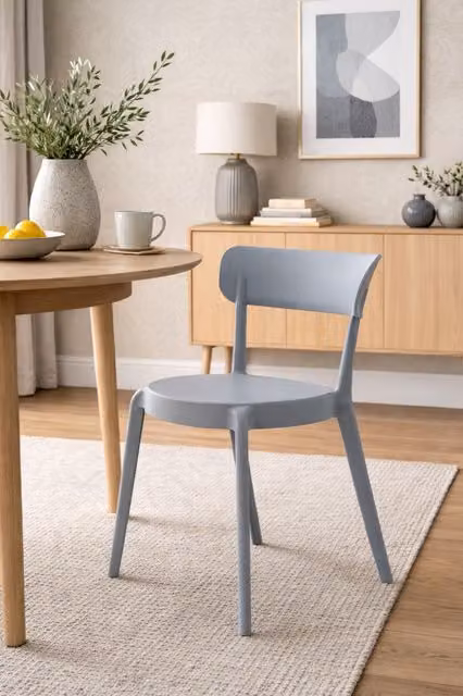Fusion Living Plastic Bistro Dining Chair in Matt Light Grey – 1