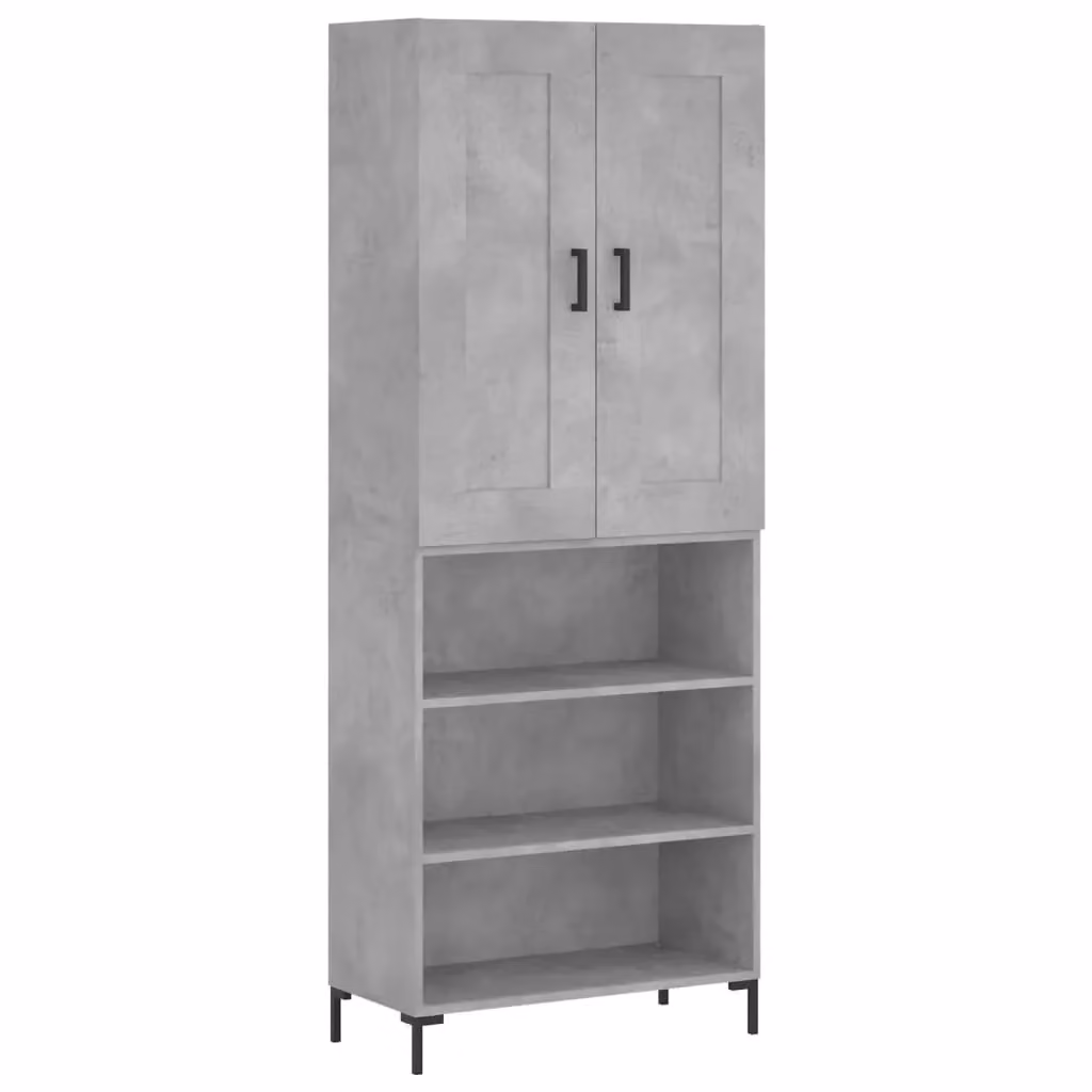 Berkfield Home Highboard in Concrete Grey, W/D/H: 69.5 x 34 x 180 cm – 2