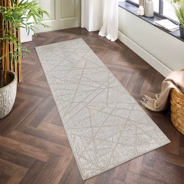 Desire Rugs Perla Modern Abstract Linear Living Room Area Rug in Axis-Beige and Grey, 220 cm