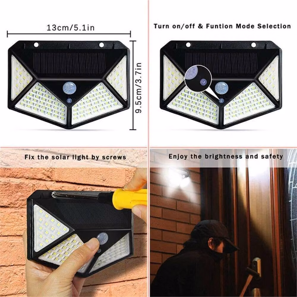 FLAVORA 2-Piece LED Solar Power Fence Lights with PIR Motion Sensor in Black – 1