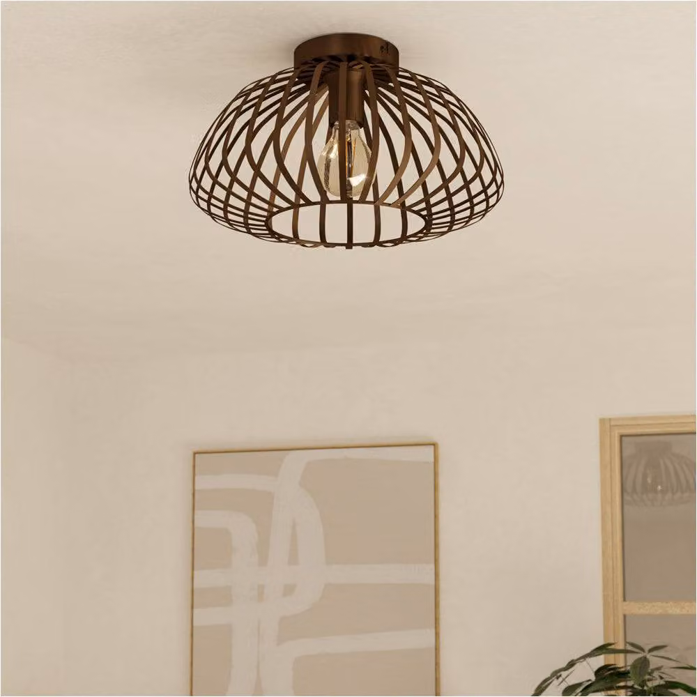 Loops Modern Bronze Semi-Flush Ceiling Light in Brown – 3