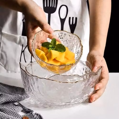 Eden & Willow Wavy Gold Edge Glass Serving Bowl, Transparent, Small – 3